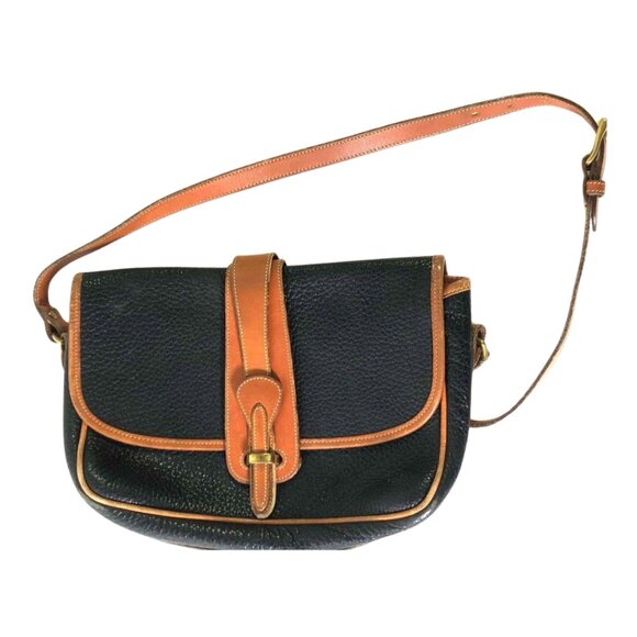 Dooney & Bourke Black/Brown Shoulder Bag W/ Push Clasp - Picture 1 of 7